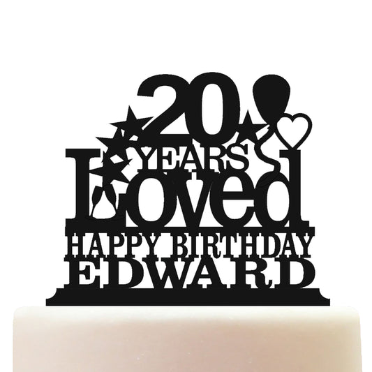 happy 20th birthday cake topper decorations personalized