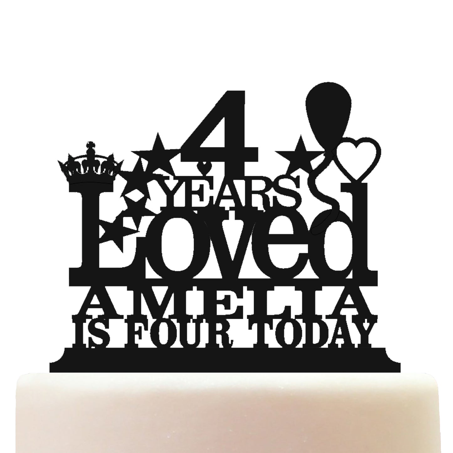 happy 4th birthday cake topper decorations personalized acrylic
