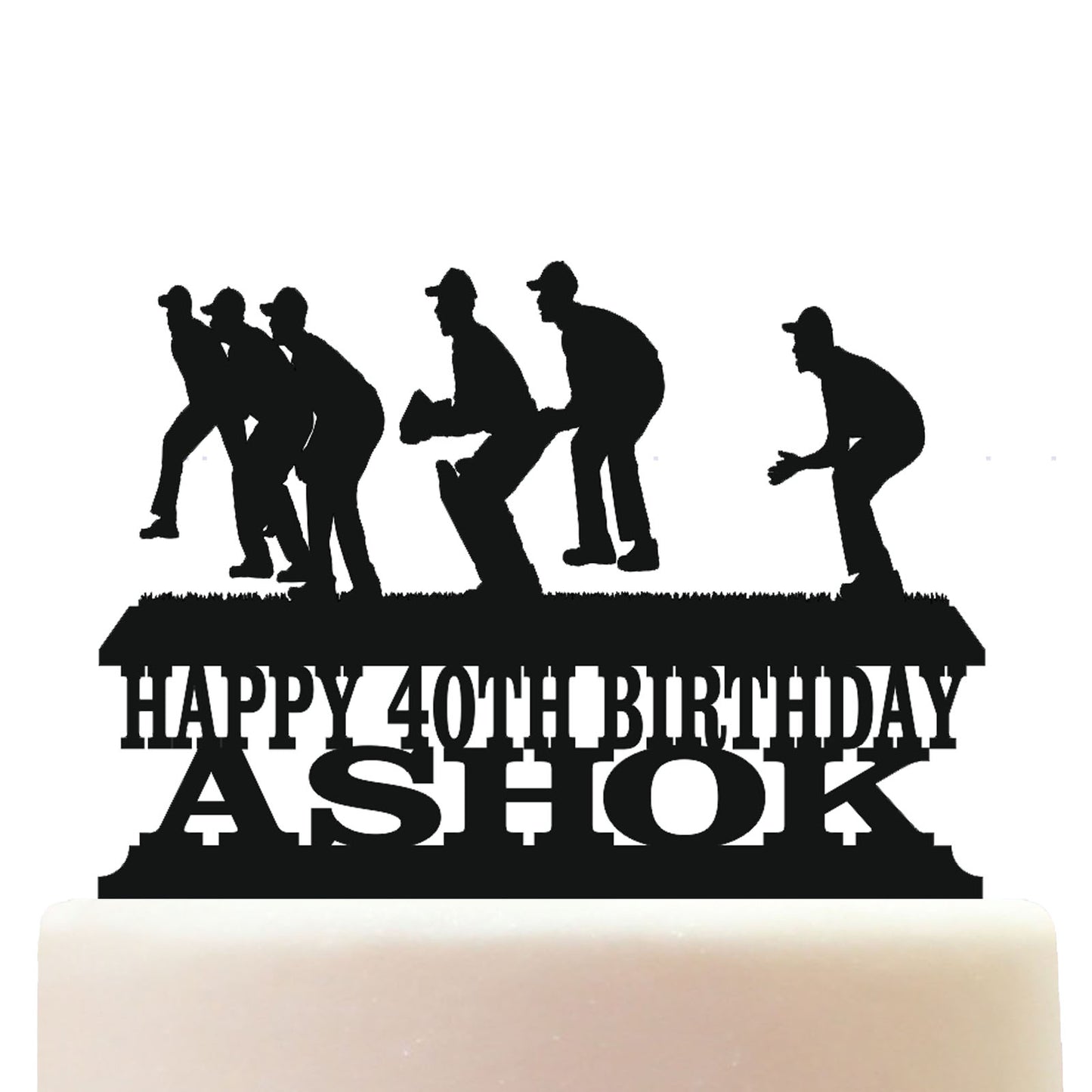 wicket keeper and slip fielders cricket cake topper decorations personalized acrylic
