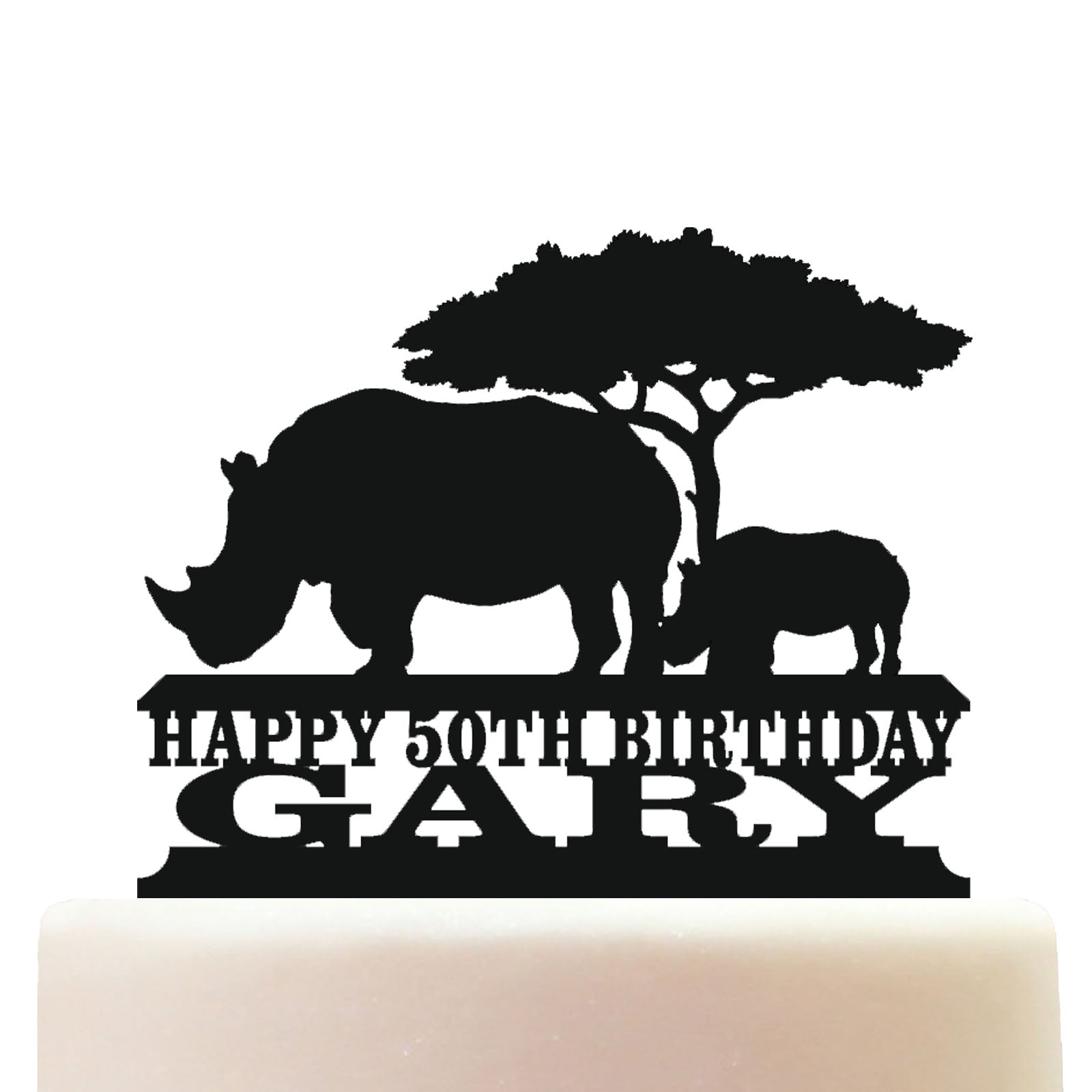 African Rhino Cake Topper Decorations Personalized Acrylic