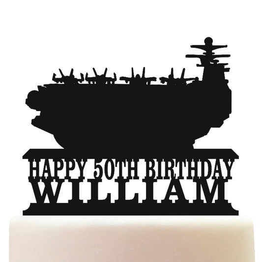 Aircraft Carrier Navy Cake Topper Decorations Personalized Acrylic