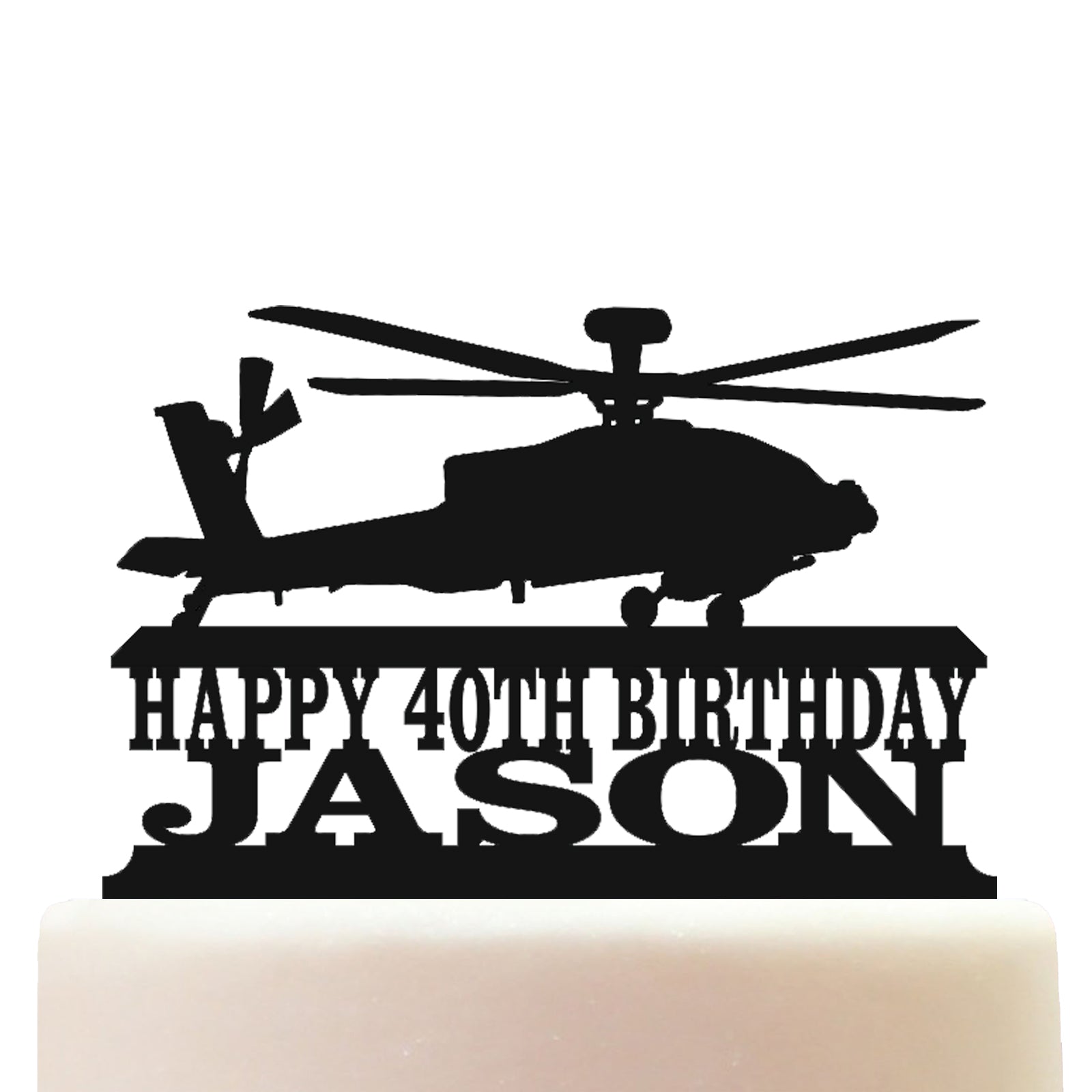 Apache Helicopter Cake Topper Decorations Personalized Acrylic