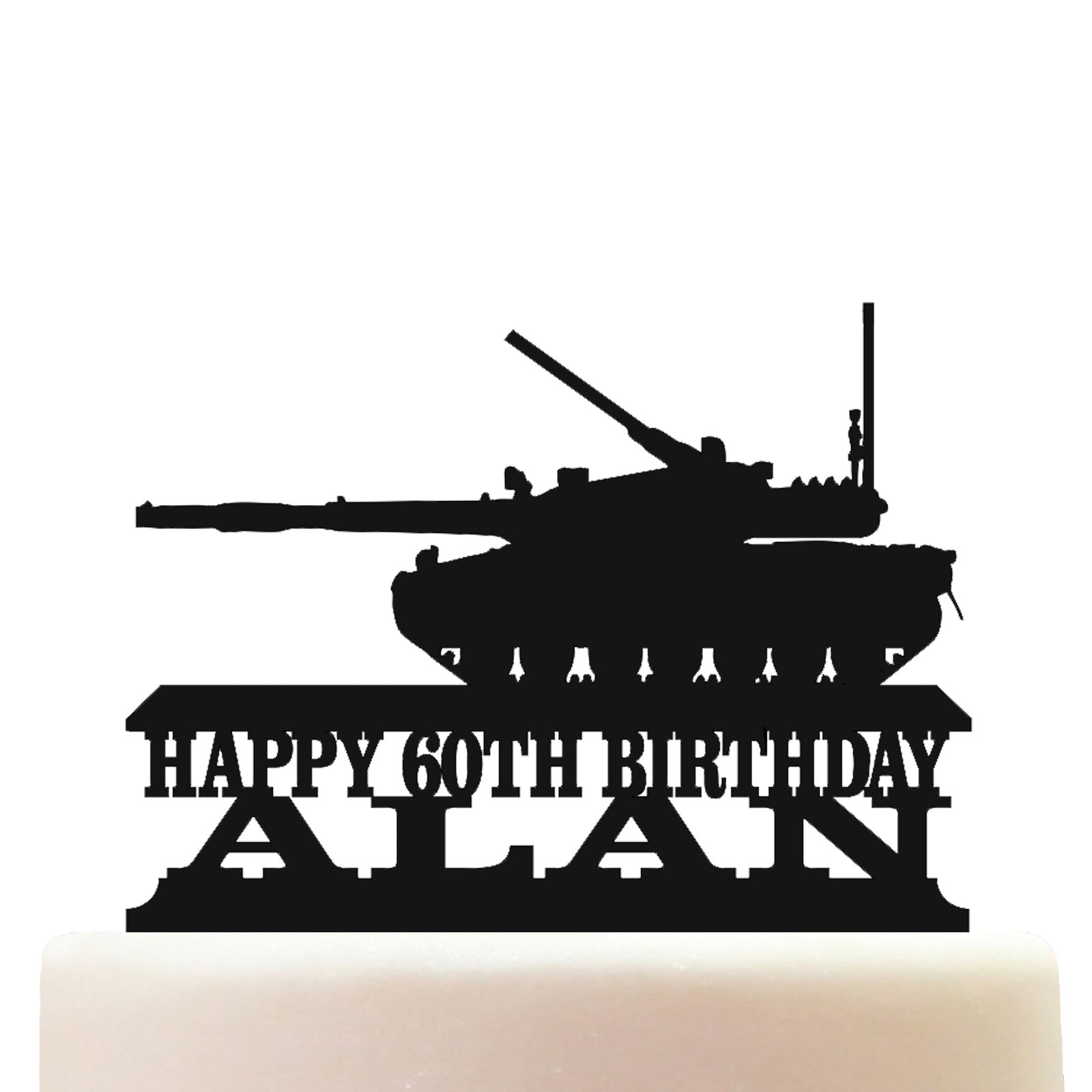 Army Battle Tank Cake Topper Decorations Personalized Acrylic