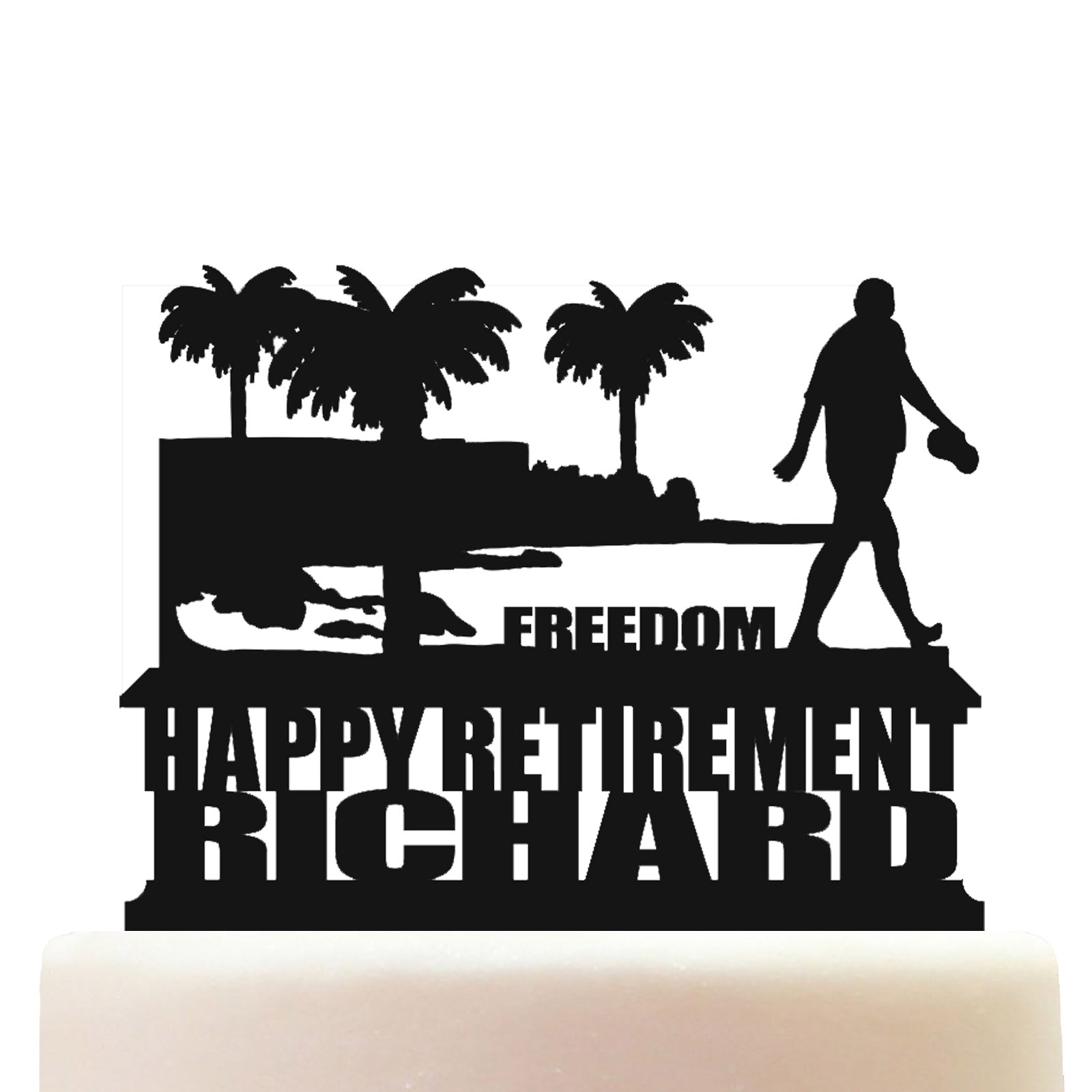 Man On Beach Freedom Theme Retirement Cake Topper Decorations