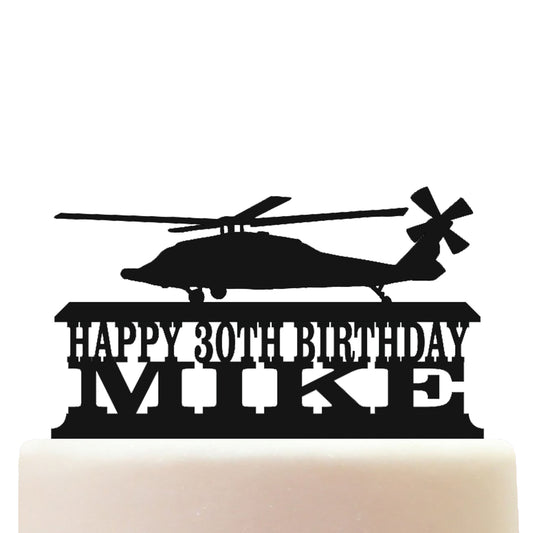 Black Hawk Helicopter Cake Topper Decorations Personalized Acrylic