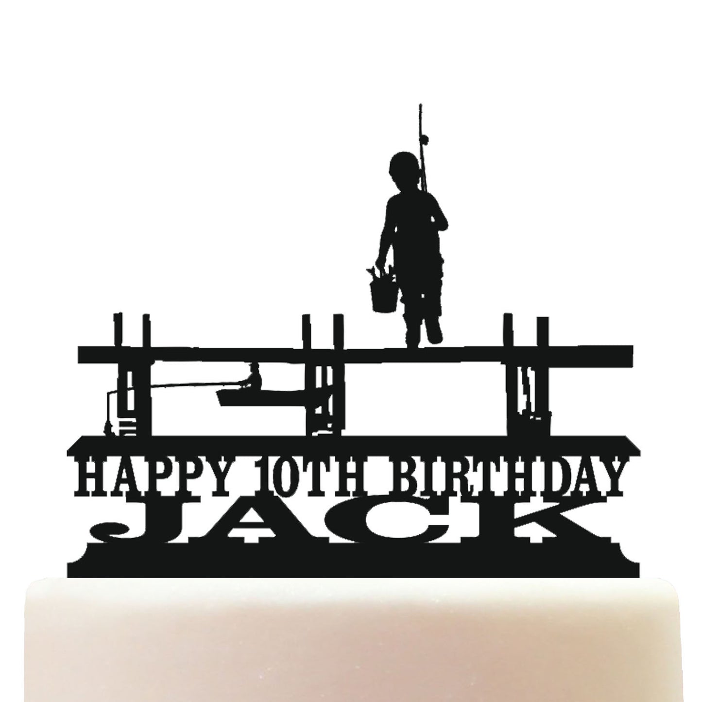 boy fisherman cake topper decorations personalized acrylic