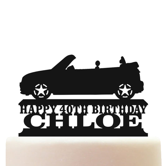British Classic Car Cake Topper Decorations Personalized Acrylic