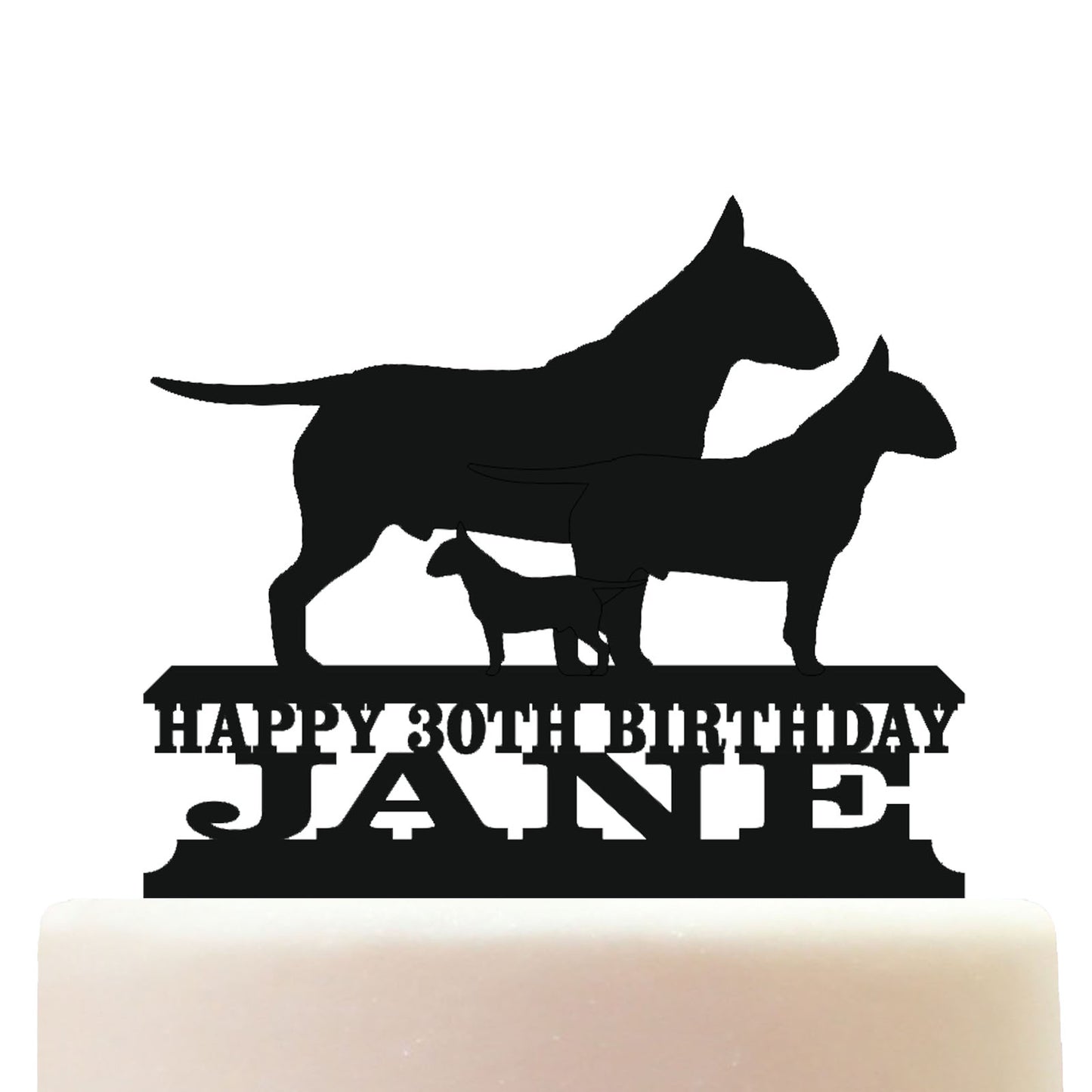  Bull Terrier Dog Cake Topper Decorations Personalized Acrylic