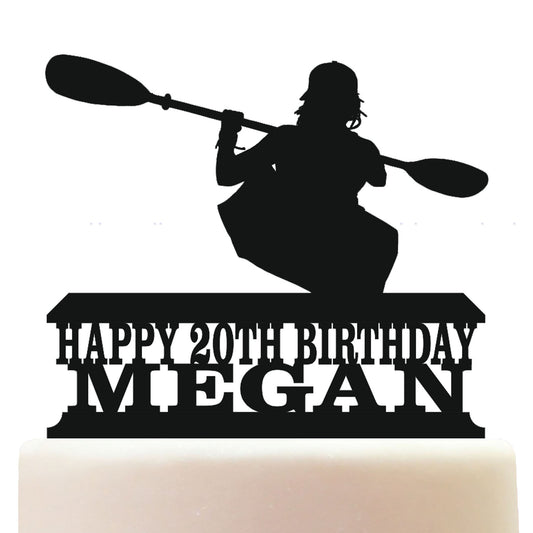 woman kayaker cake topper decorations personalized acrylic