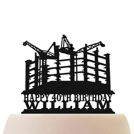 construction building site cake topper decorations personalized acrylic