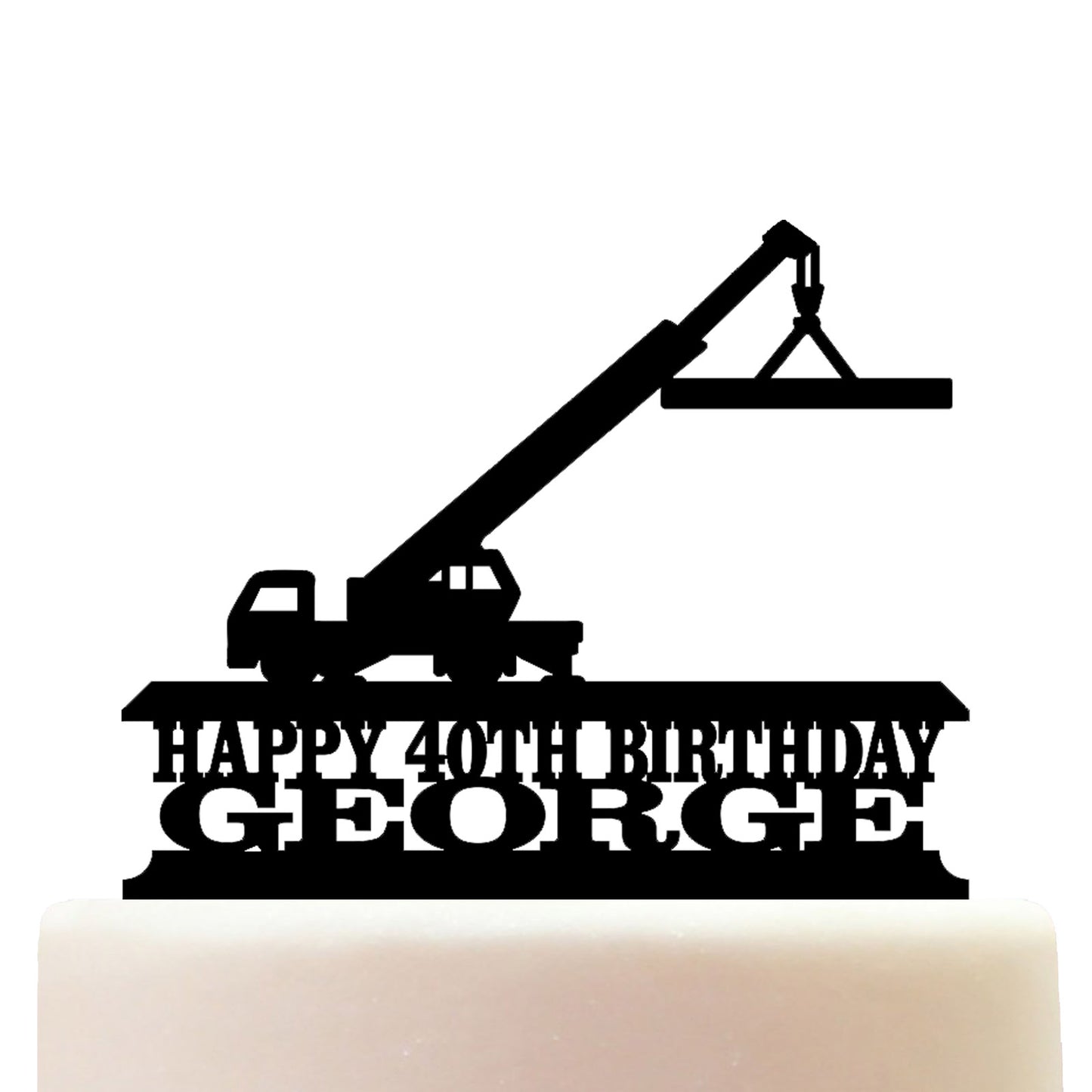 construction crane driver cake topper decorations personalized acrylic