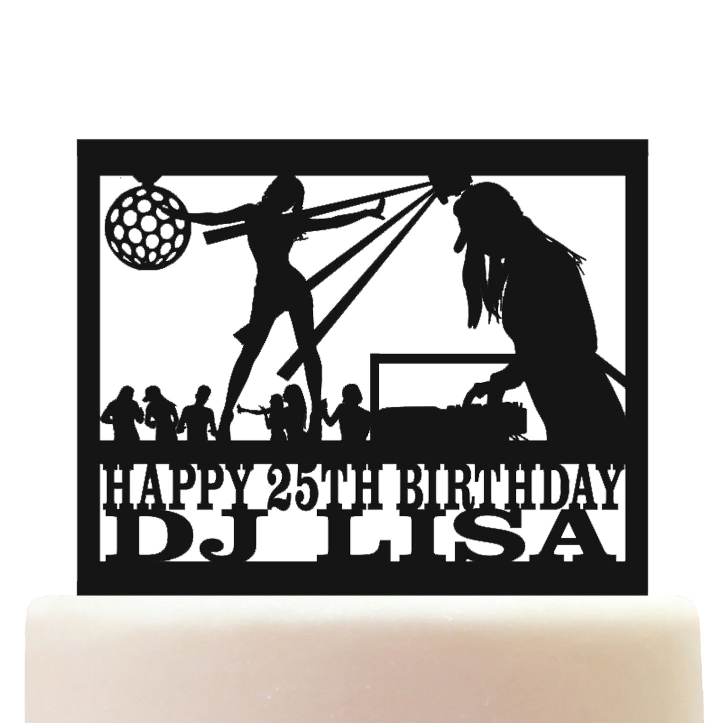 Disco Girl DJ Cake Topper Decorations Personalized Acrylic