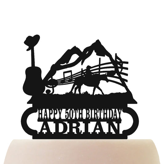 country and western rocky mountains cake topper decorations personalized acrylic