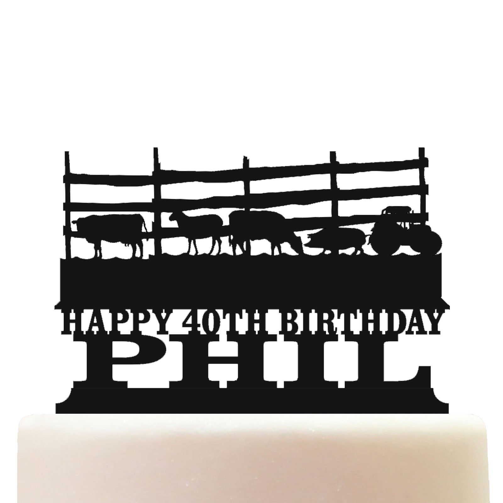 Farm Animals & Tractor Cake Topper Decorations Personalized Acrylic