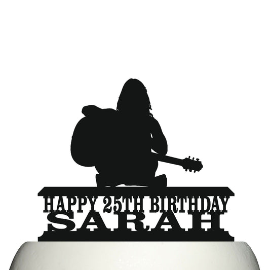 female guitar player cake topper decorations personalized acrylic