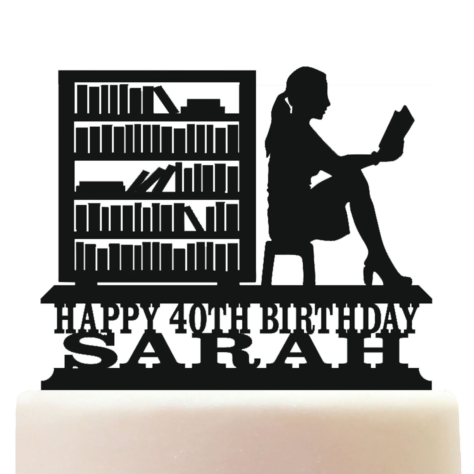 female librarian cake topper decorations personalized acrylic