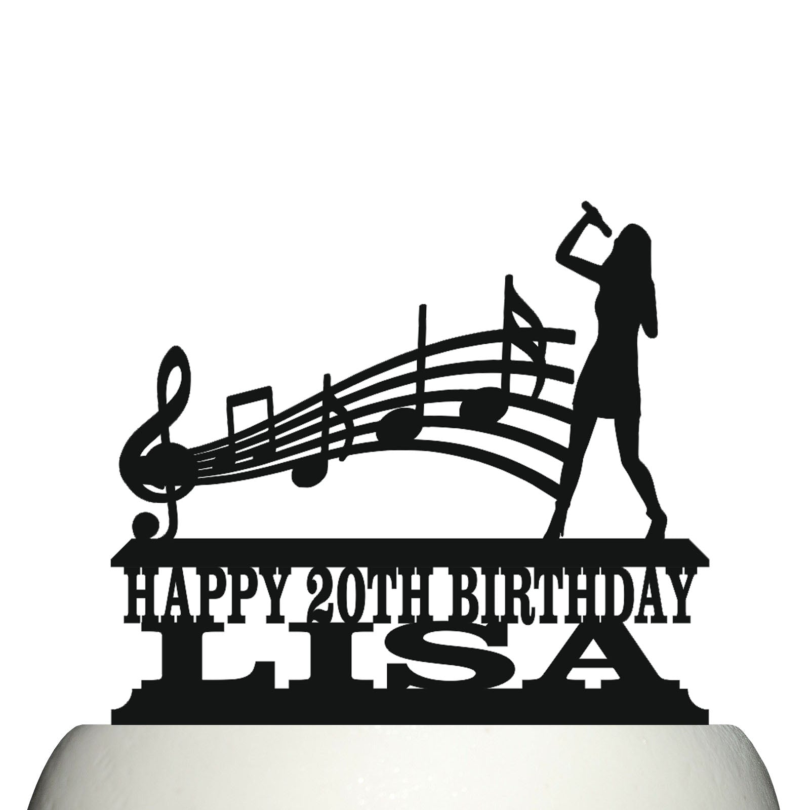 solo female karaoke singer cake topper decorations personalized acrylic