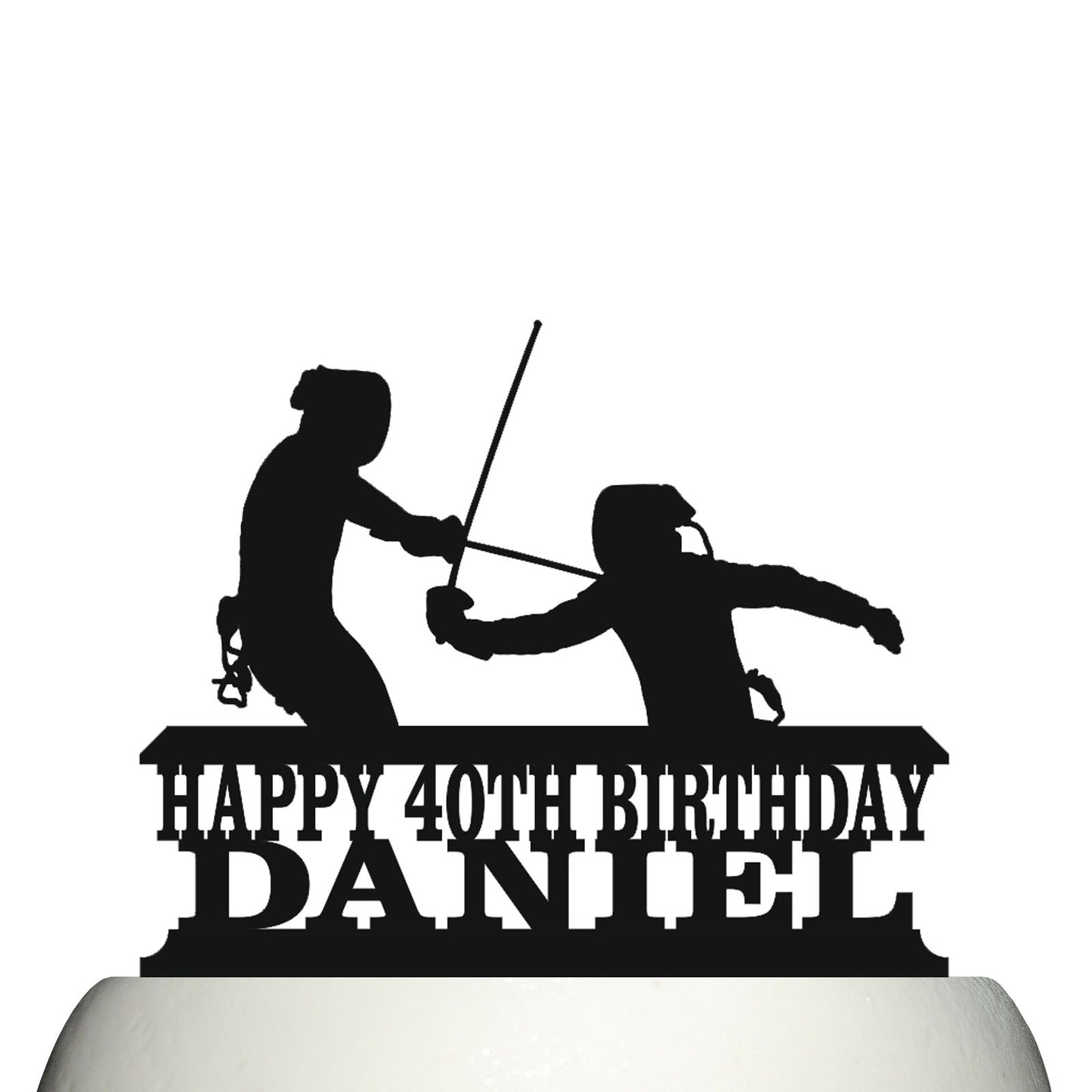 fencing contest cake topper decorations personalized acrylic