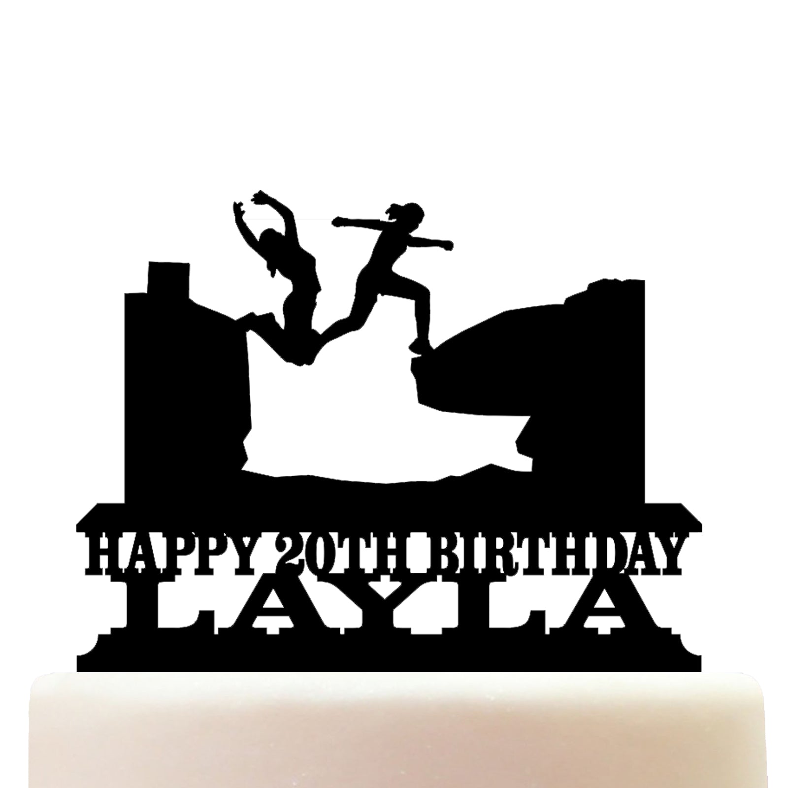 girl freerunning obstacle course cake topper decorations personalized acrylic