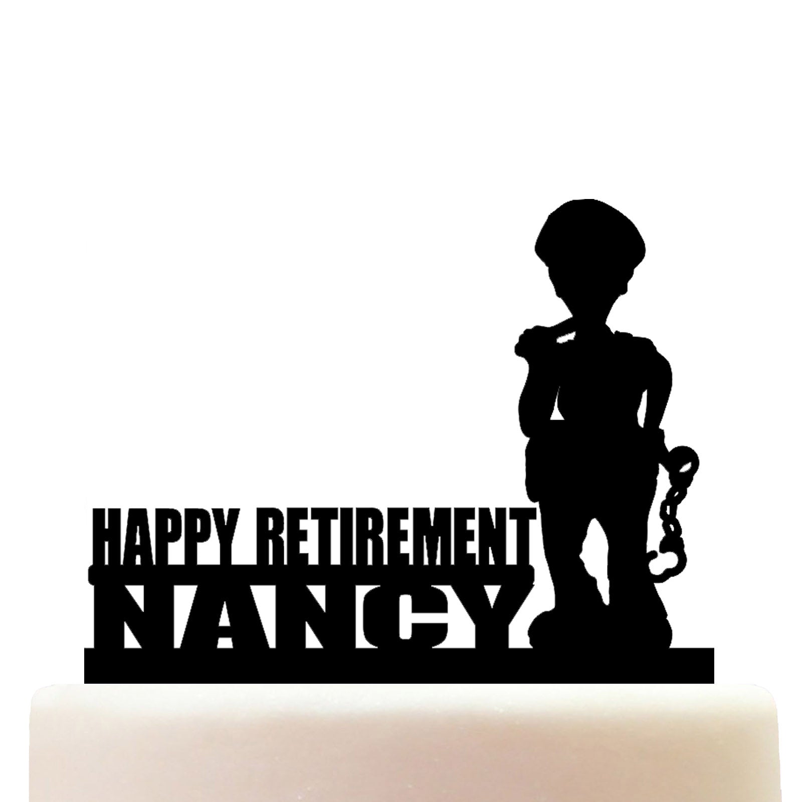 Funny US Woman Police Officer Cop Retirement Cake Topper Decorations Personalized Acrylic