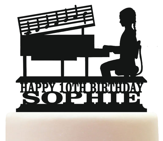 girl piano player cake topper decorations personalized acrylic