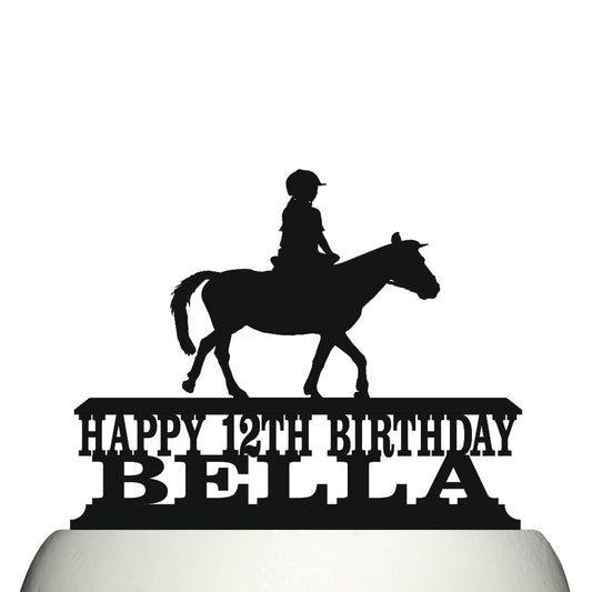 girl horse rider cake topper decorations personalized acrylic