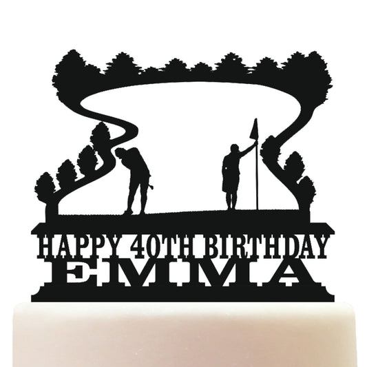 female golfer on putting green cake topper decorations personalized acrylic