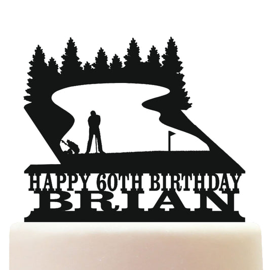 male golfer on putting green cake topper decorations personalized acrylic