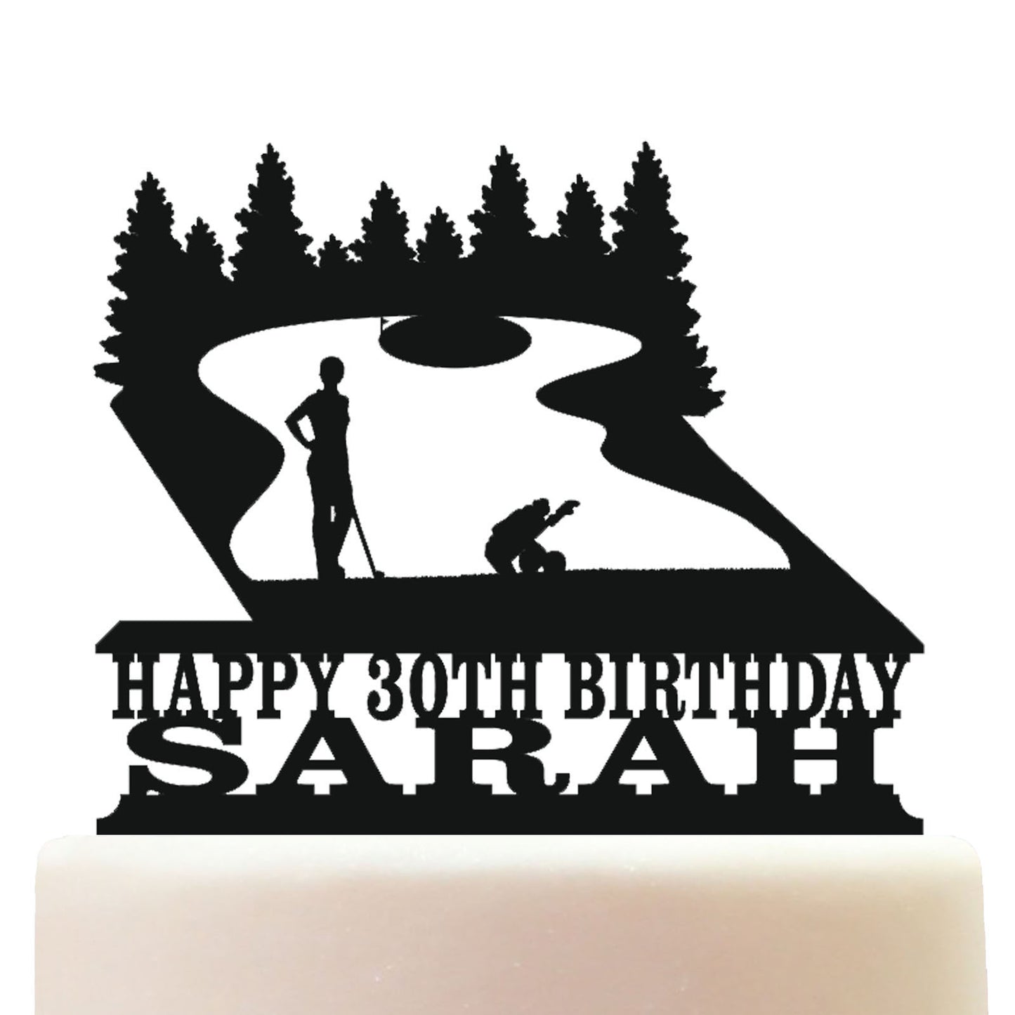 tee ground female golfer cake topper decorations personalized acrylic