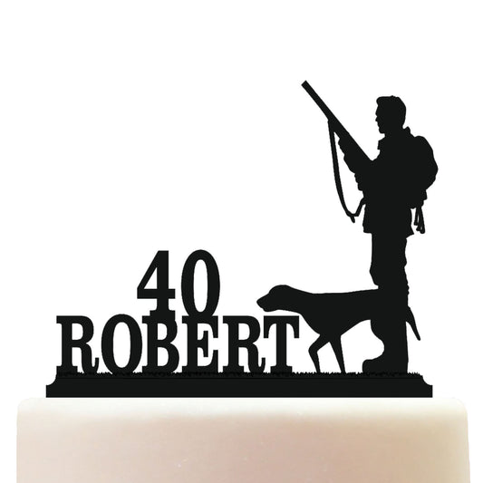 hunting man and dog cake topper decorations personalized acrylic