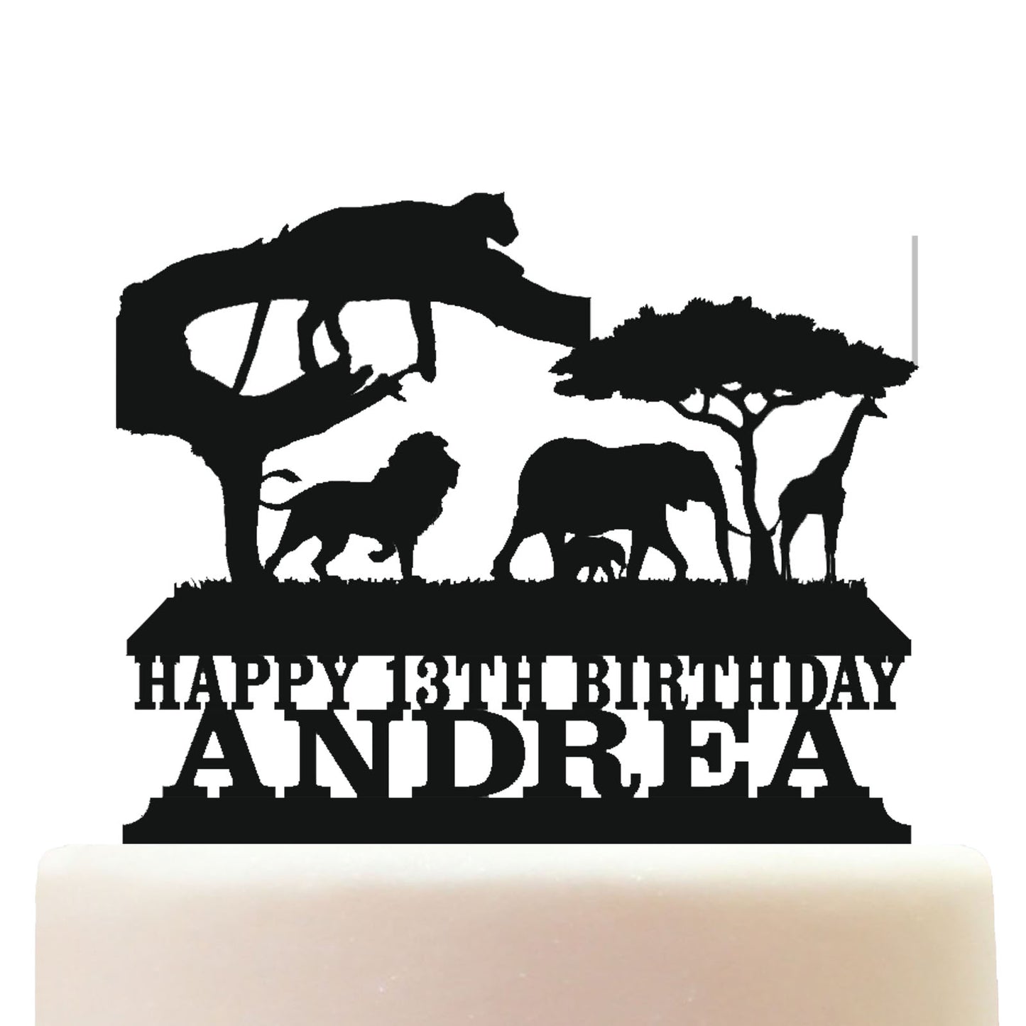 Jungle Safari Animals Cake Topper Decorations Personalized Acrylic