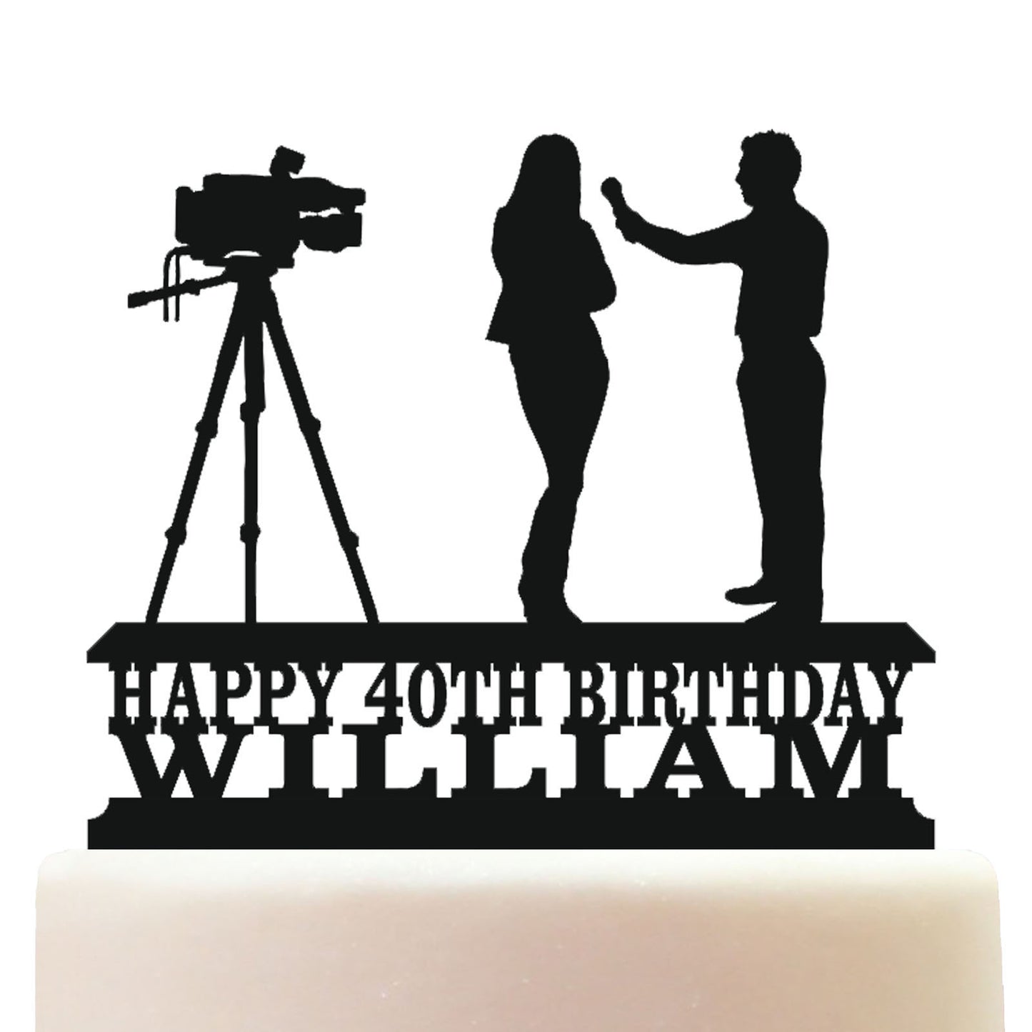 male journalist news reporter cake topper decorations personalized acrylic