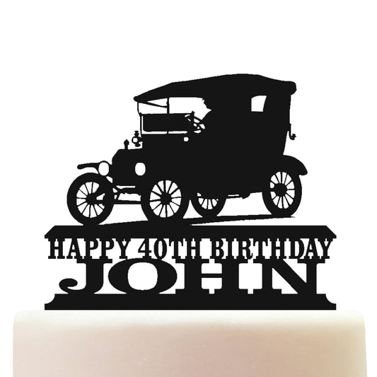 Model T Classic Car Cake Topper Decorations Personalized Acrylic