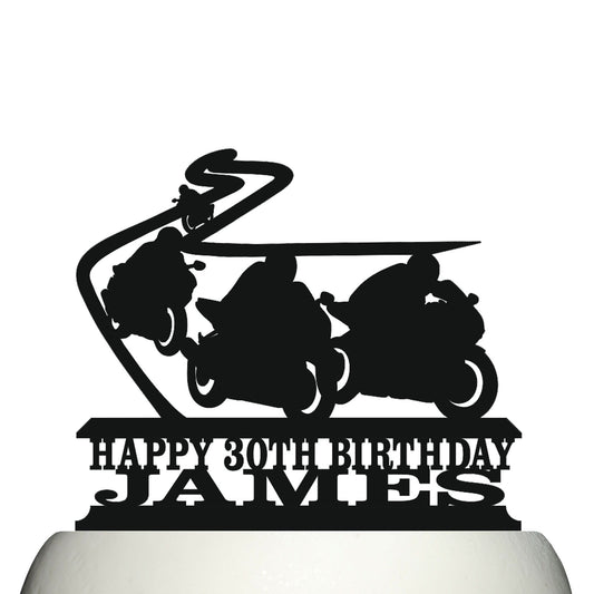 motorcycle racing circuit cake topper decorations personalized acrylic