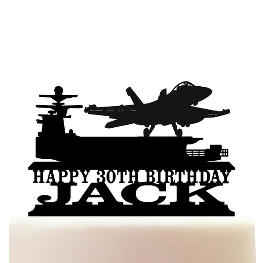 Navy Fighter Plane Cake Topper Decorations Personalized Acrylic