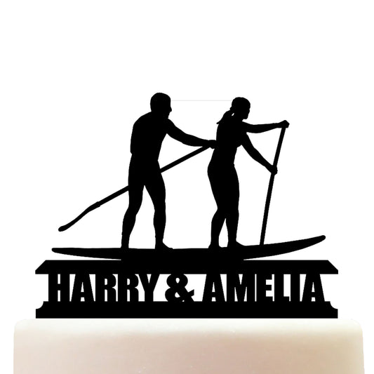 paddleboarding couple cake topper decorations personalized acrylic