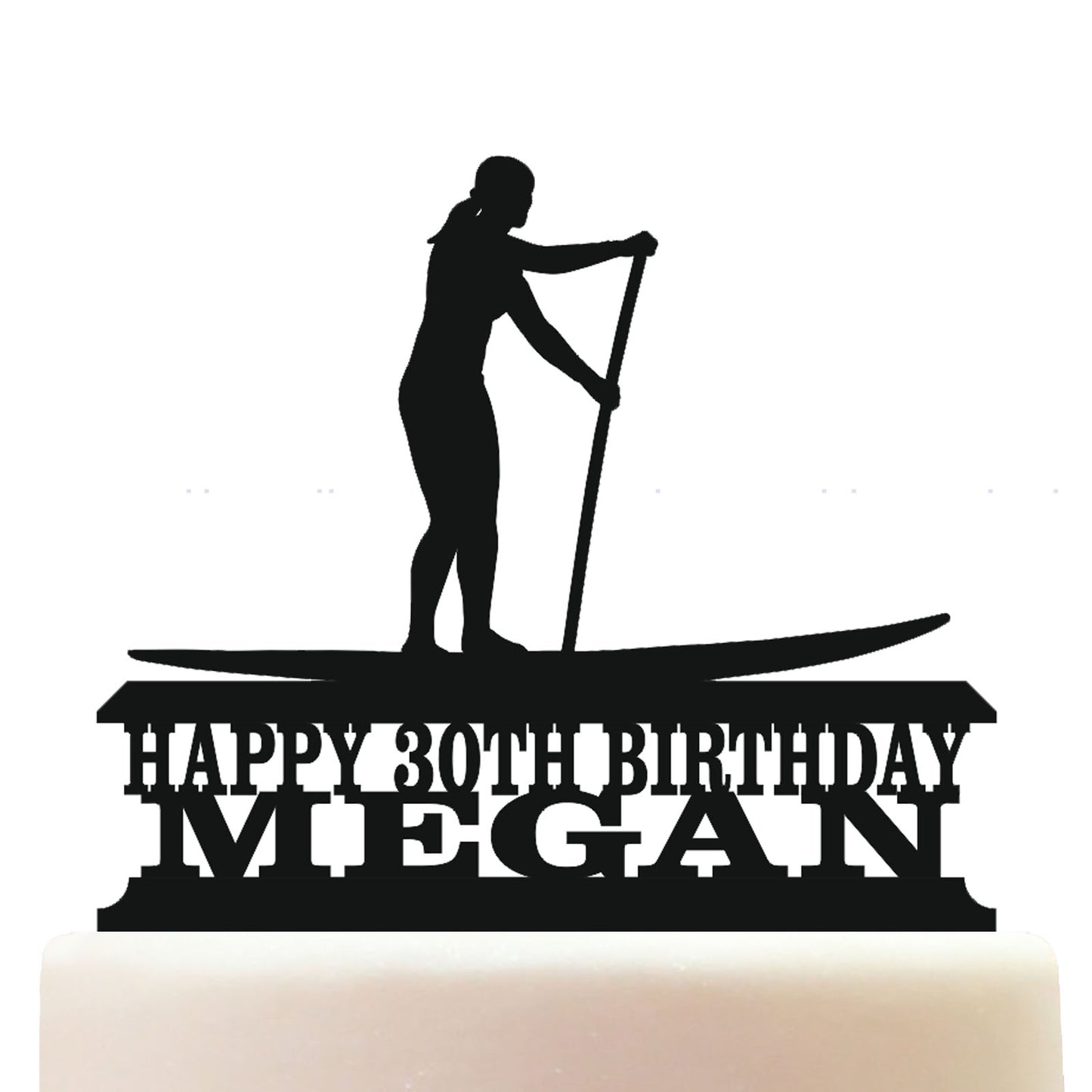 paddleboarding woman cake topper decorations personalized acrylic