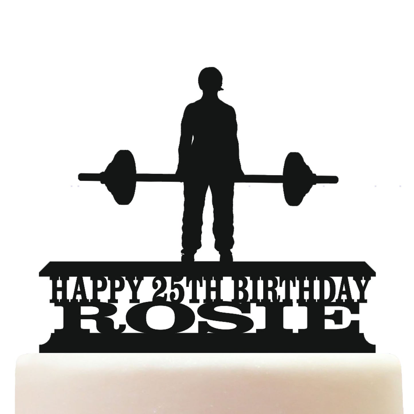 powerlifting deadlift woman cake topper decorations personalized acrylic