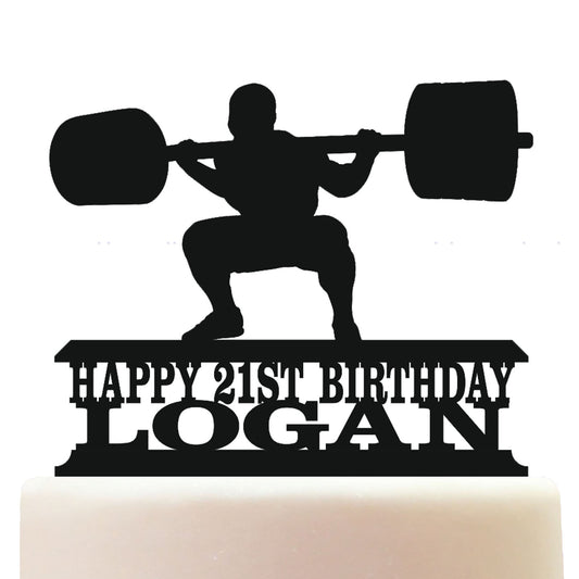 powerlifting mens squat cake topper decorations personalized acrylic