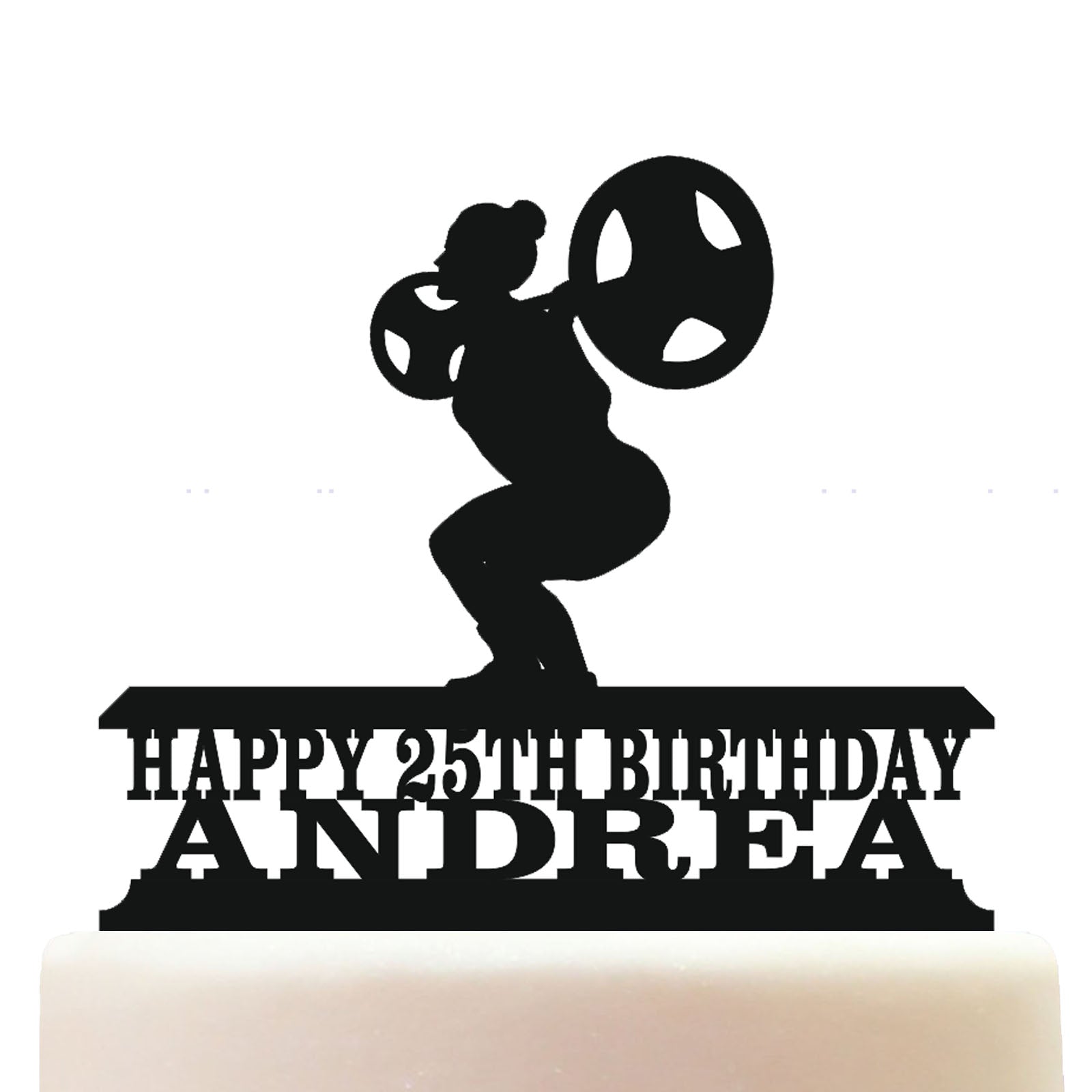 powerlifting womens squat cake topper decorations personalized acrylic