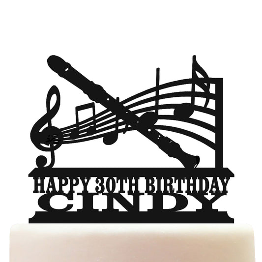 recorder and musical notes cake topper decorations personalized acrylic