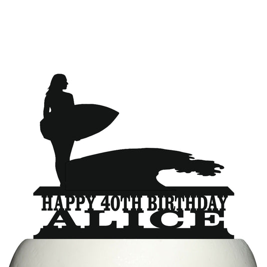 female surfing cake topper decorations personalized acrylic