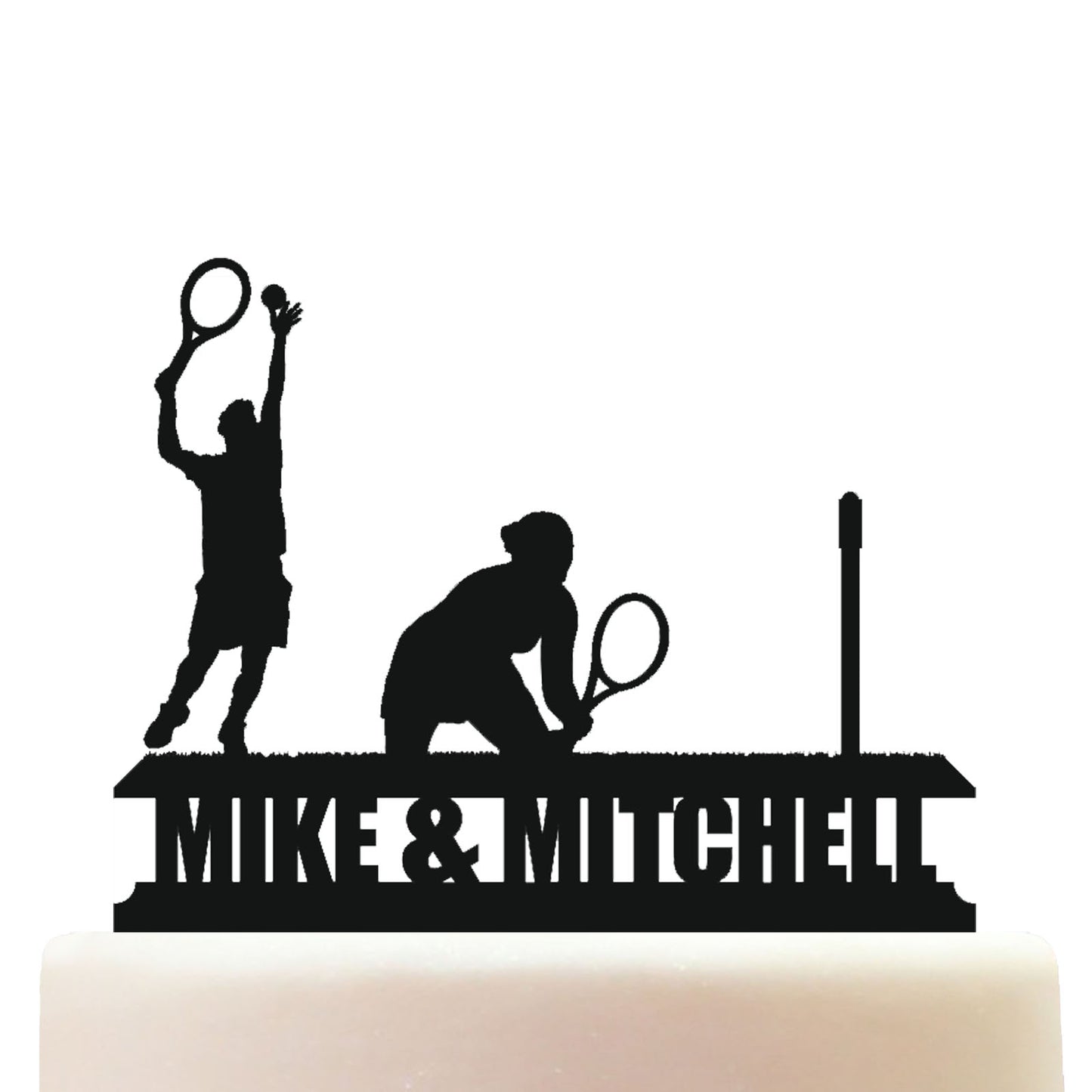 tennis mixed doubles cake topper decorations personalized acrylic