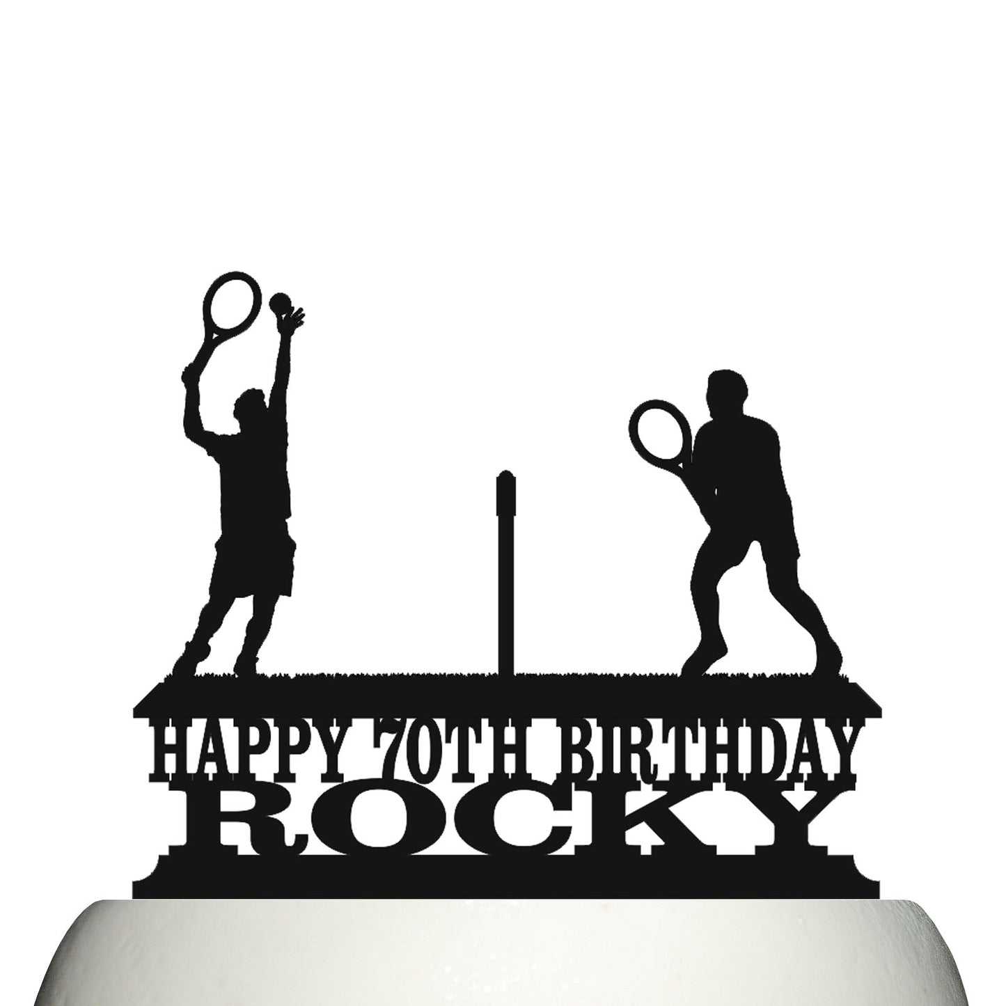 mens grass court tennis match cake topper decorations personalized acrylic