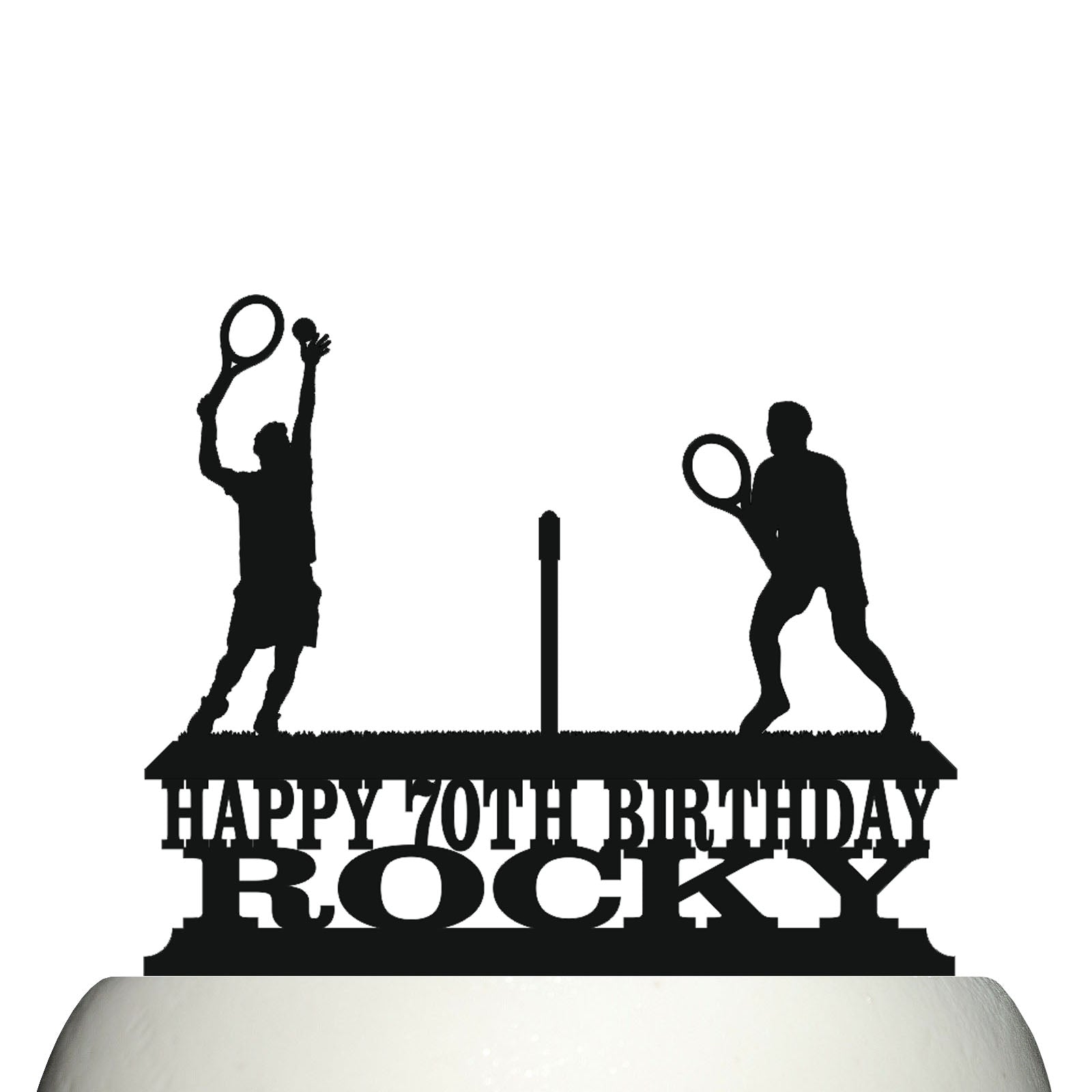 mens grass court tennis match cake topper decorations personalized acrylic