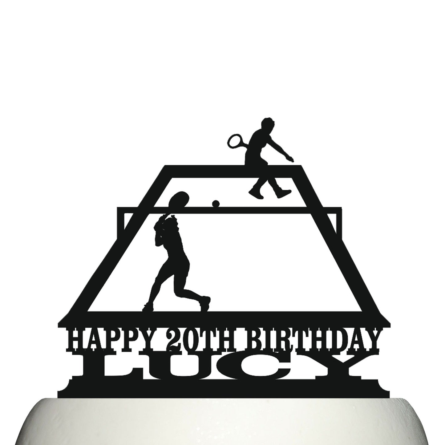 tennis womens court match cake topper decorations personalized acrylic