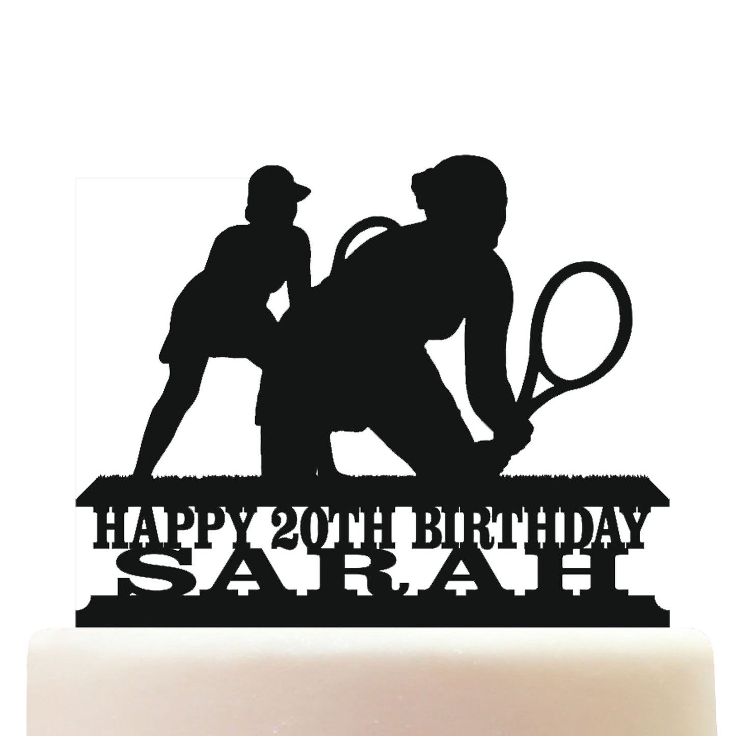 tennis womens doubles cake topper decorations personalized acrylic