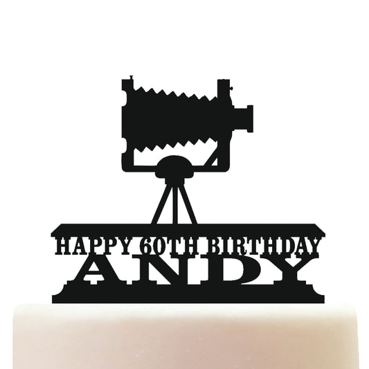 Camera Vintage Cake Topper Decorations Personalized Acrylic