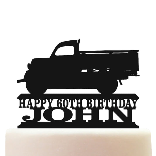 Pickup Truck Vintage Cake Topper Decorations Personalized Acrylic