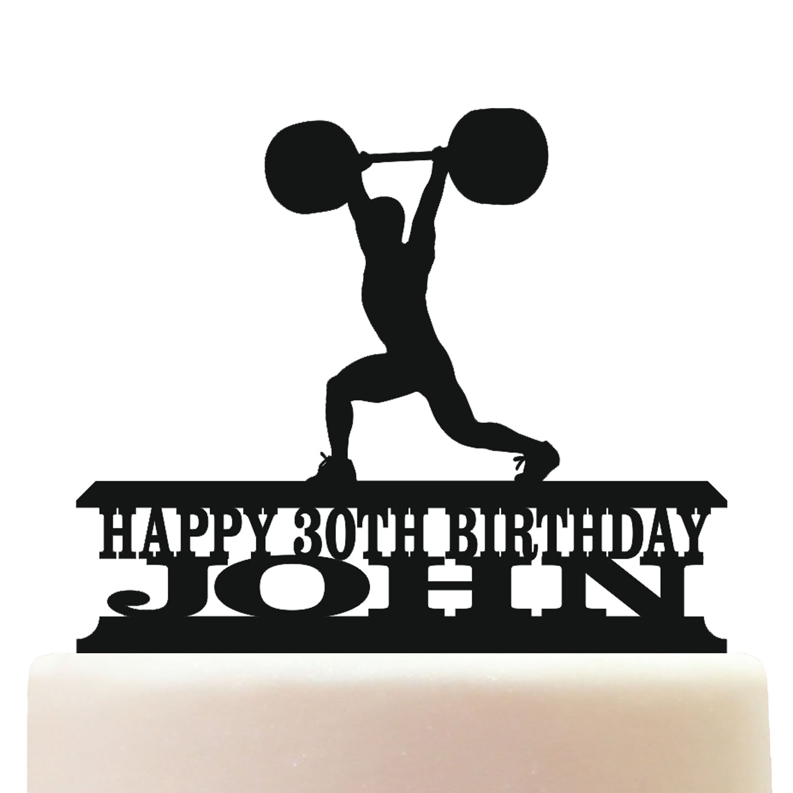 weightlifting mens clean and jerk cake topper decorations personalized acrylic